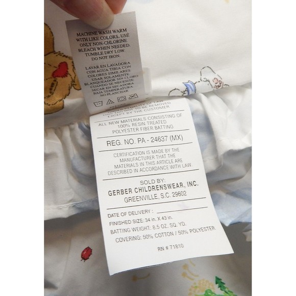 Little Suzys Zoo Baby Crib Quilt Duck Giraffe Bear Ruffled Edge Gerber - Picture 13 of 13